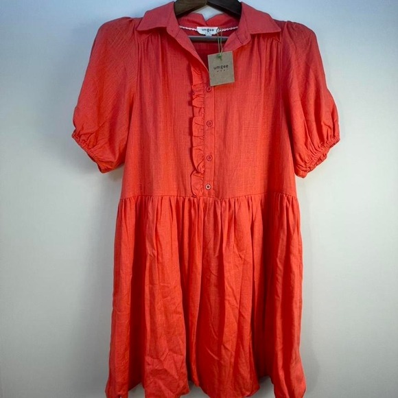 Umgee U.S.A. Dresses & Skirts - Umgee USA Medium Coral bubble linen dress NWT